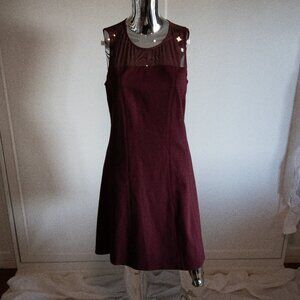 Burgundy dress with Sheer Accent